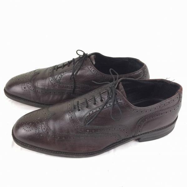 FREEMAN Vintage Full Brogue Wingtip Business Shoes Brown size 10.5D(USED)