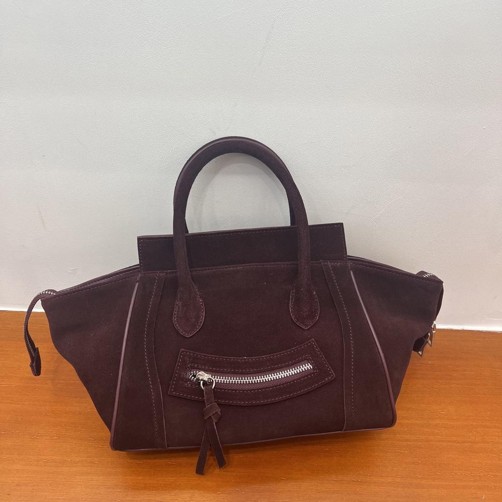 Top Layer Cowhide Hard Cowhide Leather Cute Cartoon Face Hand Tote Bag Large Capacity Breathable Soft Lining Single Shoulder Crossbody Bag