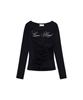 Iwaiial Hotfix Drape Off Shoulder Long Sleeve - Black