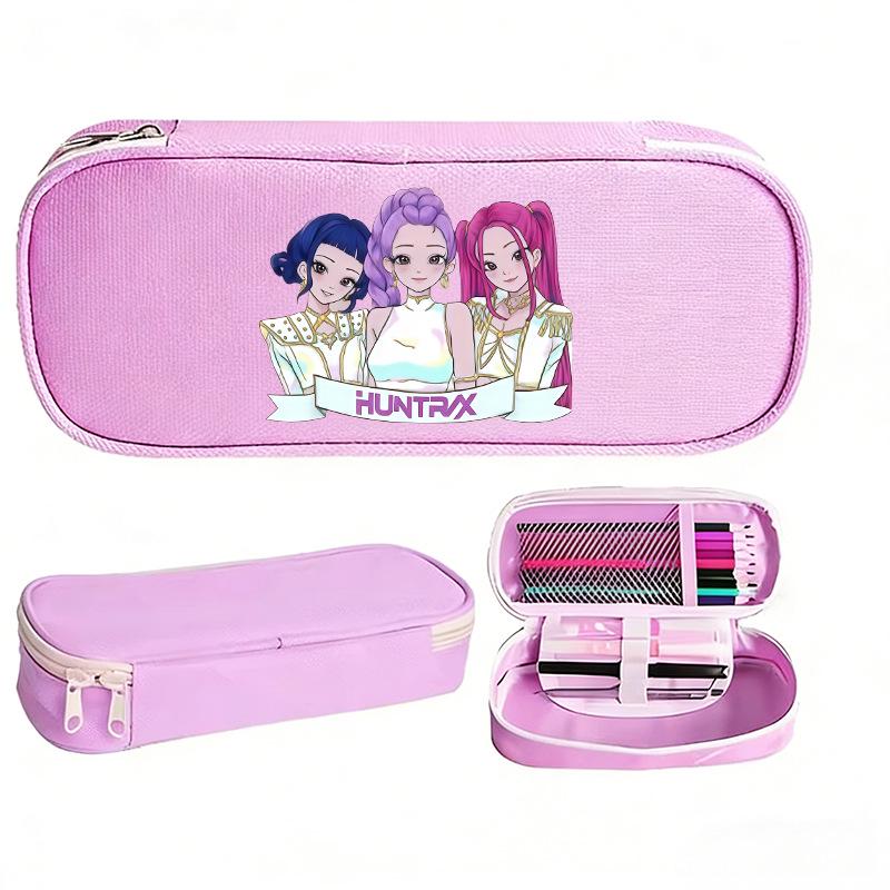 K-pop Demon Hunter Girl Group Pencil Case - Korean Style, Multi-functional Oxford Cloth Stationery Box for Junior & High School Students