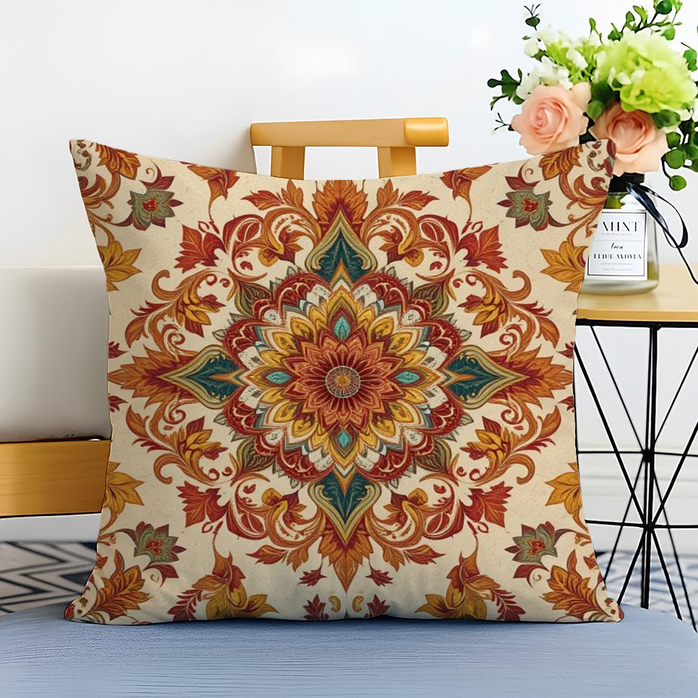 Boho Pattern Cushion Cover Washable Linen Pillowcase Soft  for Sofa Bed Cozy Home Room Decor