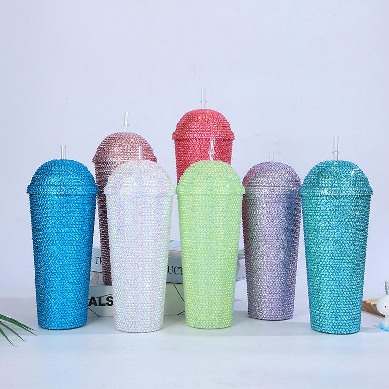 

Термос для воды Diamond, портативный, двухслойный, из нержавеющей стали 304 с соломенной кофейной чашкой, чашка ручной работы для женщин, подарок чёрный