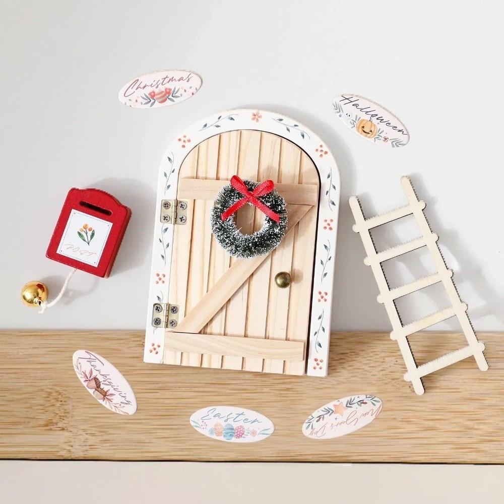 Christmas Style Fairy Elf Door Cartoon Christmas Cartoon Elf Door Cute Wooden Elf Door