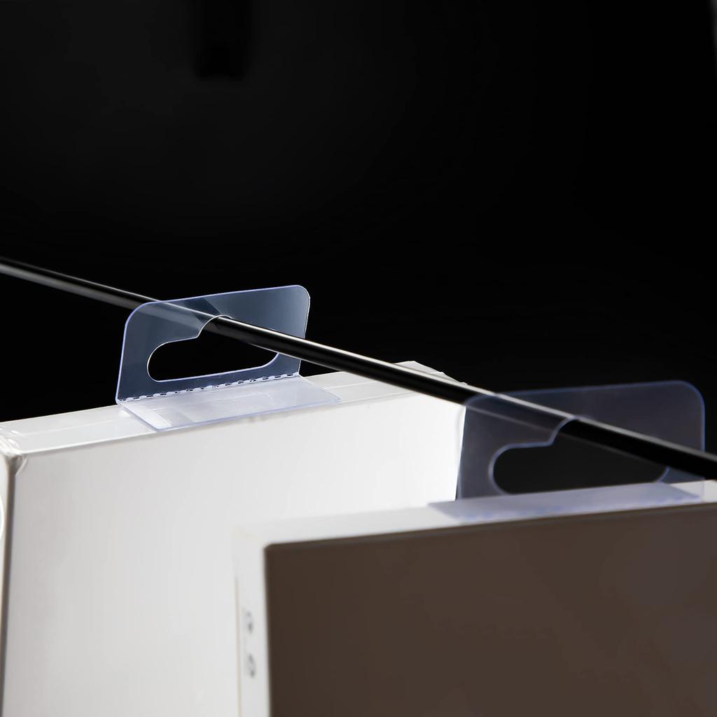 200pcs Clear Self Adhesive Slot Hole Hanging Tabs for Retail Display and Home Organization Waterproof Plastic Hooks