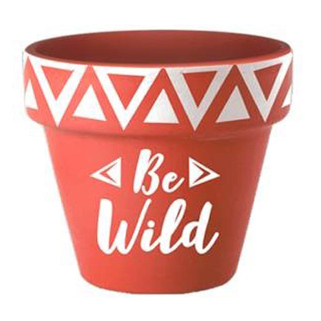 Les Trésors De Lily [Q6388] - Orange 'Boho' Terracotta Pot (Be Wild) - 13x13. 5cm