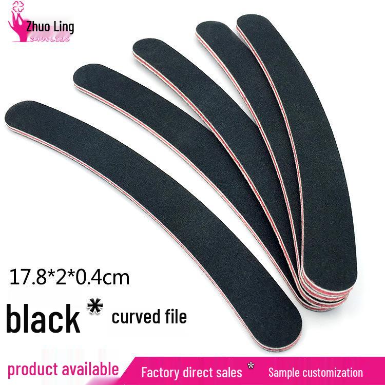 Curved Nail File Red Heart Rubber Board with Black Sandpaper - Wear-Resistant Banana Polishing Stick for Manicure Nail Art