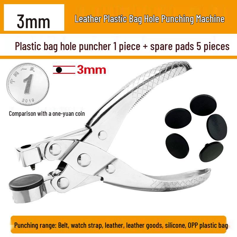 Leather Hole Punch Pliers for Watch Straps and Belts with Transparent Packaging Bag