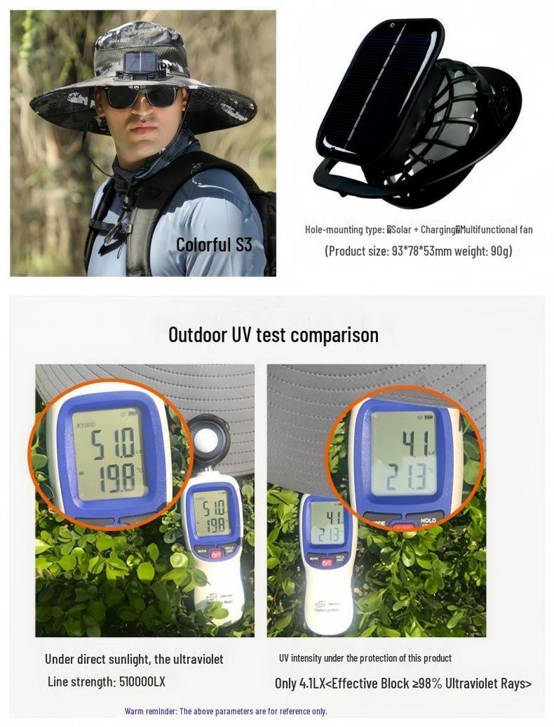 Rechargeable Solar-Powered Double Fan Men's Outdoor Sun Hat
