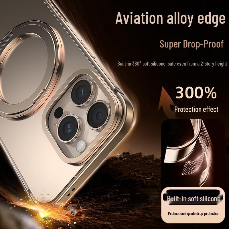 IM-CHEN MagSafe Alloy Frame Rotating Stand iPhone Case
