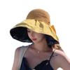 Summer can tie ponytail sunscreen hat women's new fashion foreign style sun hat trendy vinyl empty top bucket hat