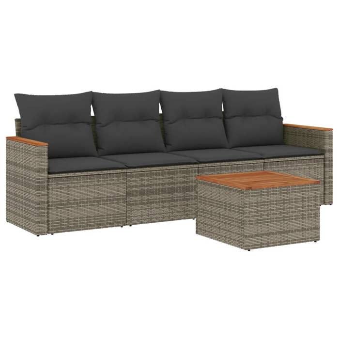VidaXL Garden Lounge Set with Cushions 5 Pcs, Patio Sofas, Patio Furniture Set, Outdoor Furniture, Grey 3258182