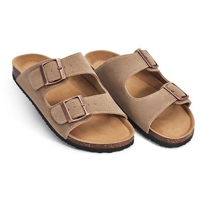 Fashion KIDMI Cork Clogs Slippers For Women Cork Footbed Beach Sandals Outdoor Suede Clogs Sandals With Adjustable Buckle Men Sandals
