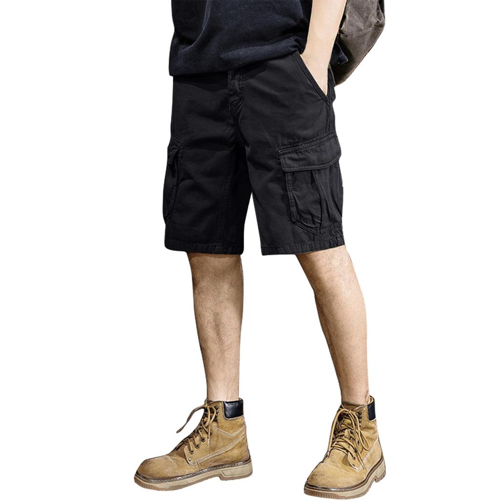 Men's Summer Solid Color Casual Multi-Pocket Sport Cargo Shorts