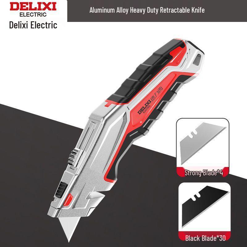 Heavy-Duty Industrial Folding Utility Knife with Thick All-Steel Retractable Blade for Electricians and Cable Work.