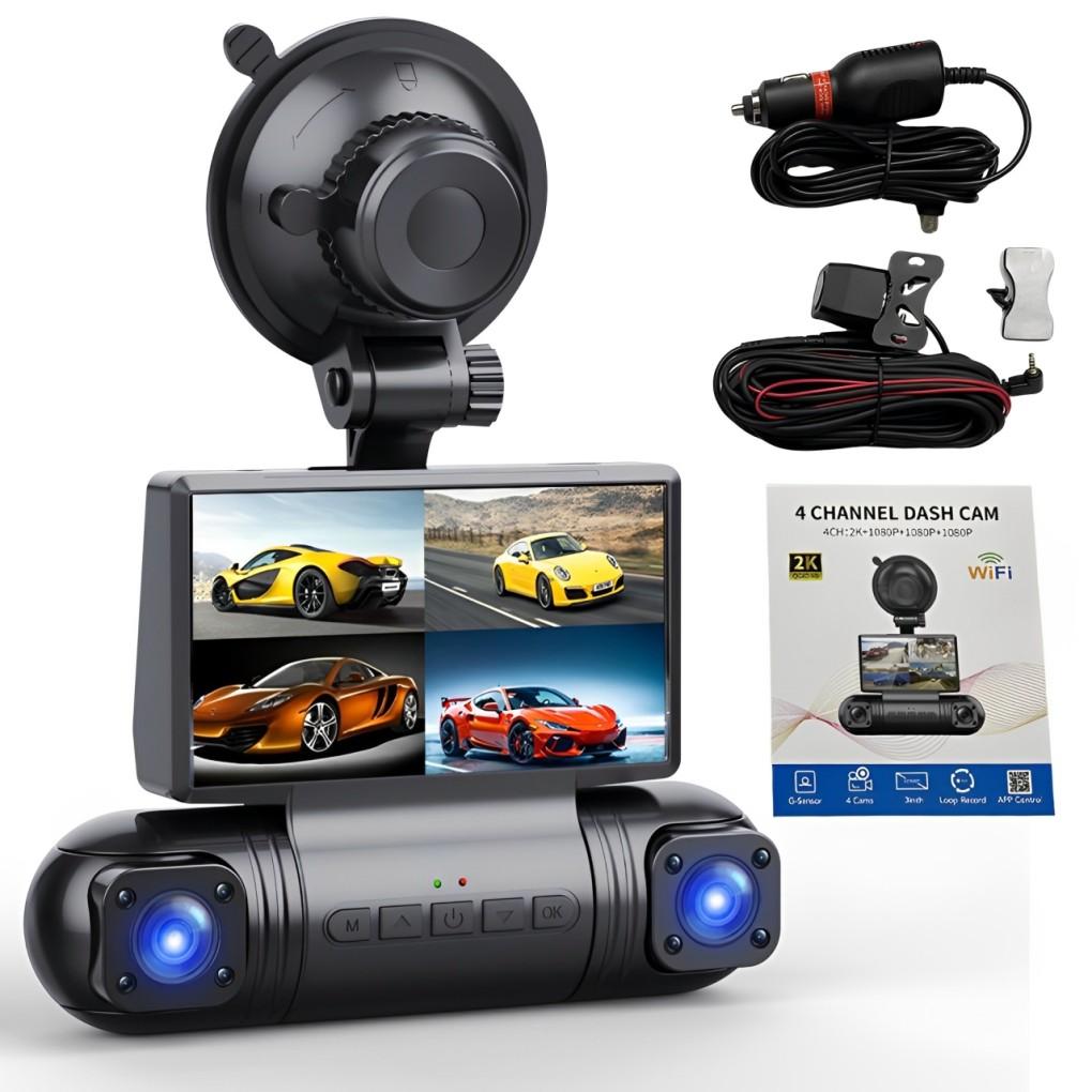 

Car 3Inch 4 Cameras 2K HD Dash Cam Recorder 4 Split Screen Support Reversing Image/Phone APP Wifi /Gravity Sensor