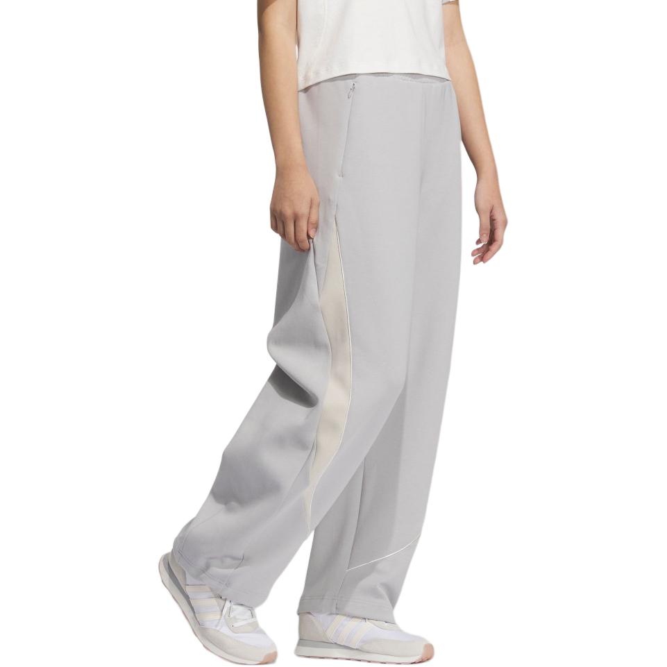 adidas Color Block Design Comfortable Versatile Fashion Knitted Sports Pants Women Bottoms Light-Gray KC0304
