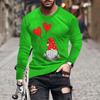 Spring and Autumn Round Neck 3D Love Printed Top Valentine's Day Themed T-shirts Fashionable Casual Long Sleeved Men's T-shirts