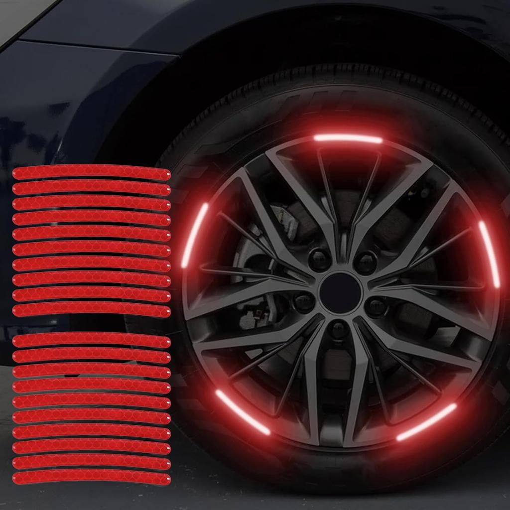 20 PCS Anti Scratch Reflective Stickers, Car Wheel Decorative Stripe Stickers, Car Motorcycle Night Safety Warning Decorative Stickers Suitable for