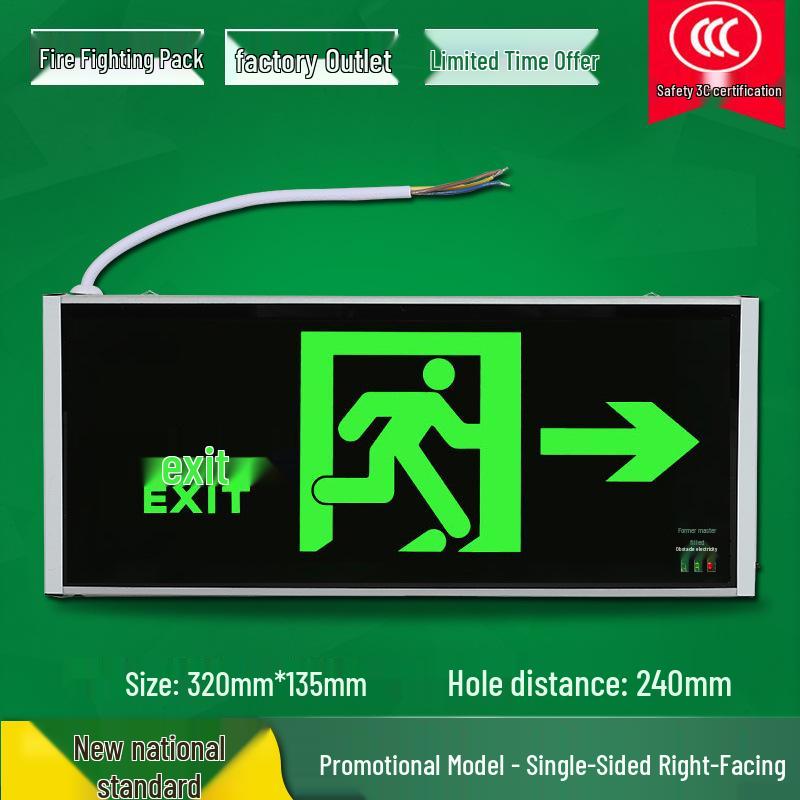LED Fire Emergency Exit Sign with Plug-In for Evacuation Routes