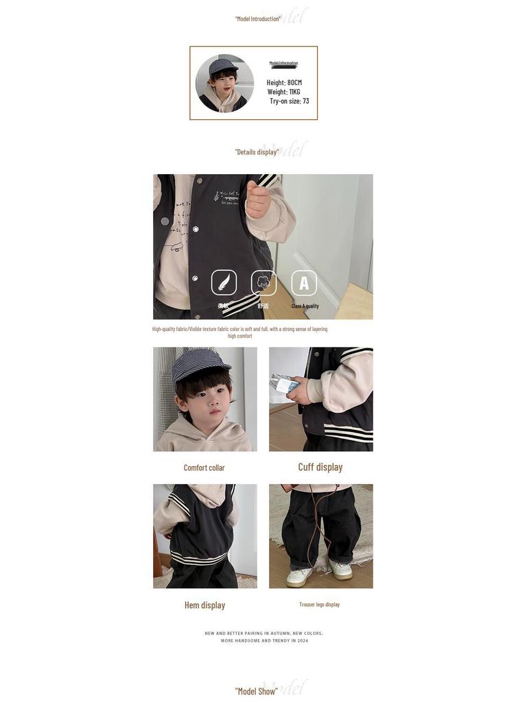 Korean Style Baby Boy Autumn Outfit Set: Hooded Vest & Sweatshirt Casual Wear (2025 New Arrival)