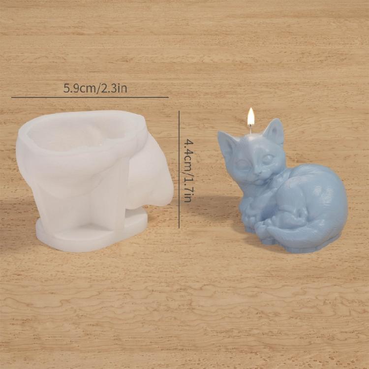 Ornaments Molds Cute Cat Shape Statue Molds Silicone Candle Mold for Crafting