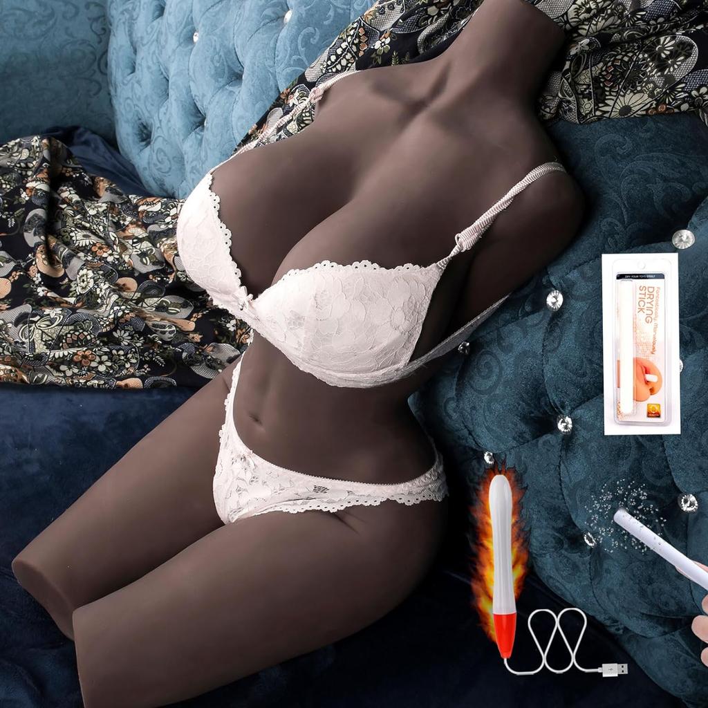 Jumătate de corp fără brațe negru sâni mari realistă păpușă sexuală din silicon sâni realiști jucărie pentru adulți masturbator