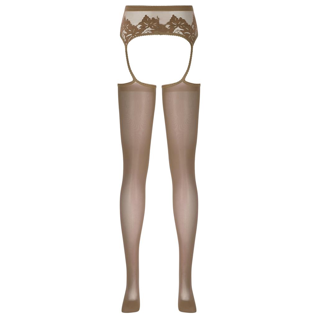 Womens Cutout Crotchless Pantyhose Floral Lace Patchwork Leggings One-Piece Garter Stockings