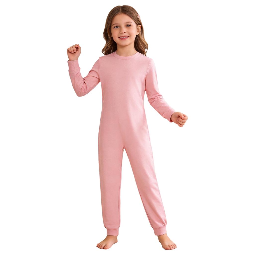 3Pcs Unisex Kids Cotton Jumpsuit Round Neck Long Sleeve Back Invisible Zipper Special Needs Adaptive Clothing for Boys Girls