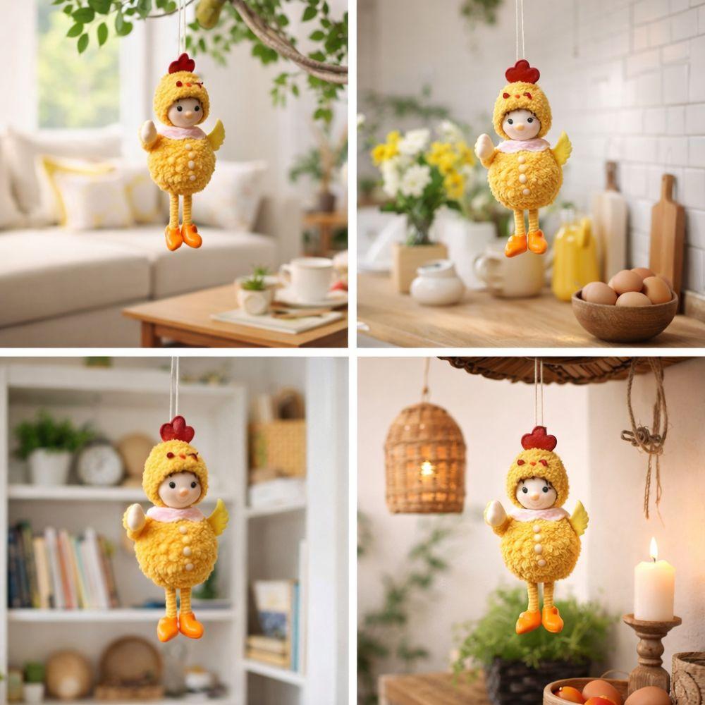 Cute Easter Chick Pendant Soft Plush Cartoon Chick Doll Easter Eggs Hanging Ornaments  Easter Party