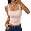 Women's Basic Square Neck Sleeveless Top Casual Fitted Tank Shirt Stretchy Ribbed Undershirt for Daily Wear