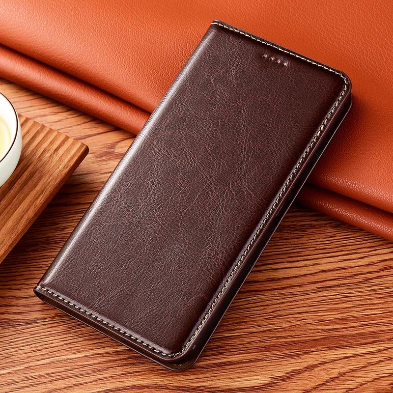 Phone Case for Samsung Galaxy S25 S24 S23 S22 S21 S20 FE Ultra Plus Edge Crazy Horse Genuine Leather Magnetic Flip Cover