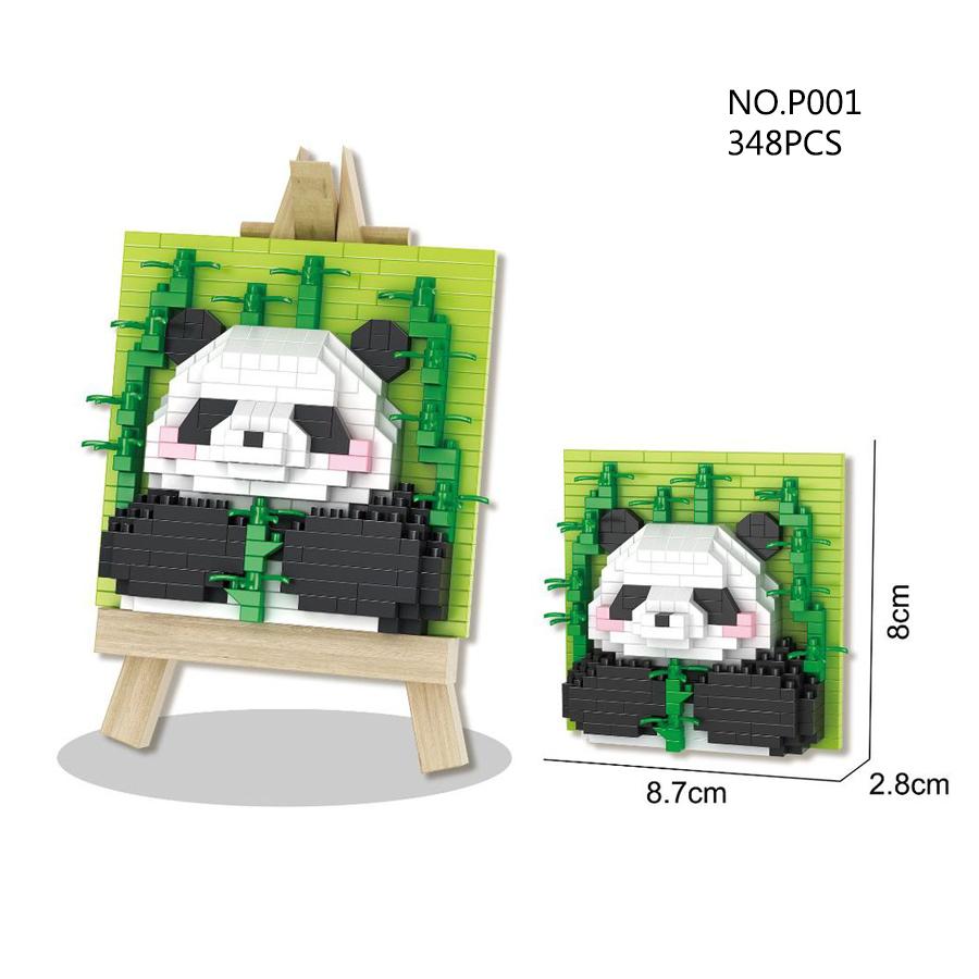 Ceative Panda Easel Building Block Toys Micro Blocks Education Kids Toys Tabletop Decoration Birthday New Year Gifts