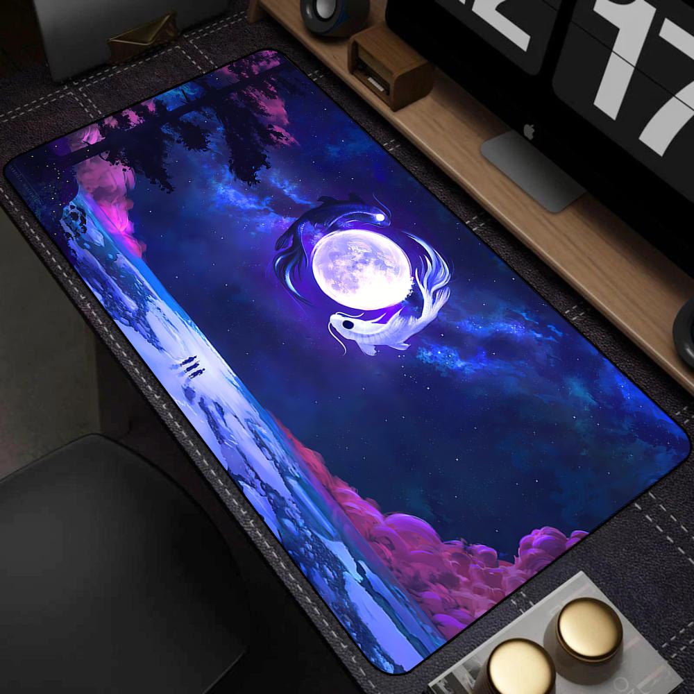 Yin-Yang Koi Fish Mouse Pad Desk Mousepad Cute HD Deskmst Extended Gaming Keyboard Mats Large 100x50cm XXL Gamer Mousepads
