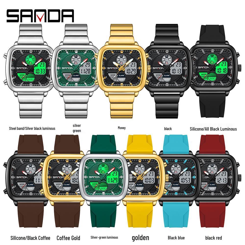 Sanda Multifunctional Men's Luminous Waterproof Electronic Alarm Watch
