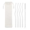 6Pcs/Set Glass Straws Wavy Reusable Drinking Straws Colorful Eco-friendly Straws for Drinks Coffee Milk Tea Straw Barware