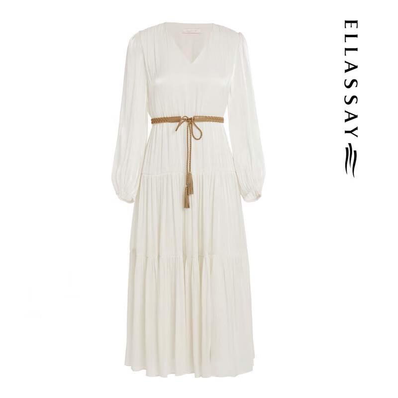 ELLASSAY Women's French Romantic Elegant Mid-length Dress