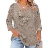 Blusa Floral Feminina Plus Size com Manga Três Quartos, Blusa Casual, Túnica de Corte Amplo para Primavera Verão, Uso Diário, Trabalho e Saídas
