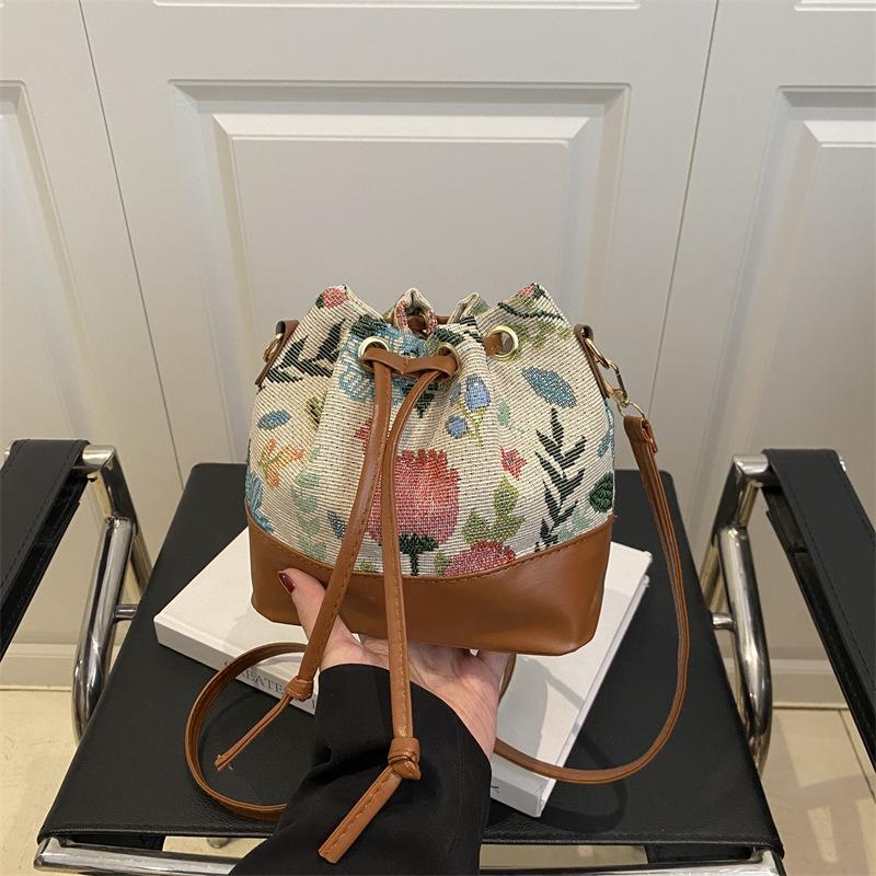Pre-fall Bag Women's Fashion Print Shoulder Handbag Niche Design Bucket Bag