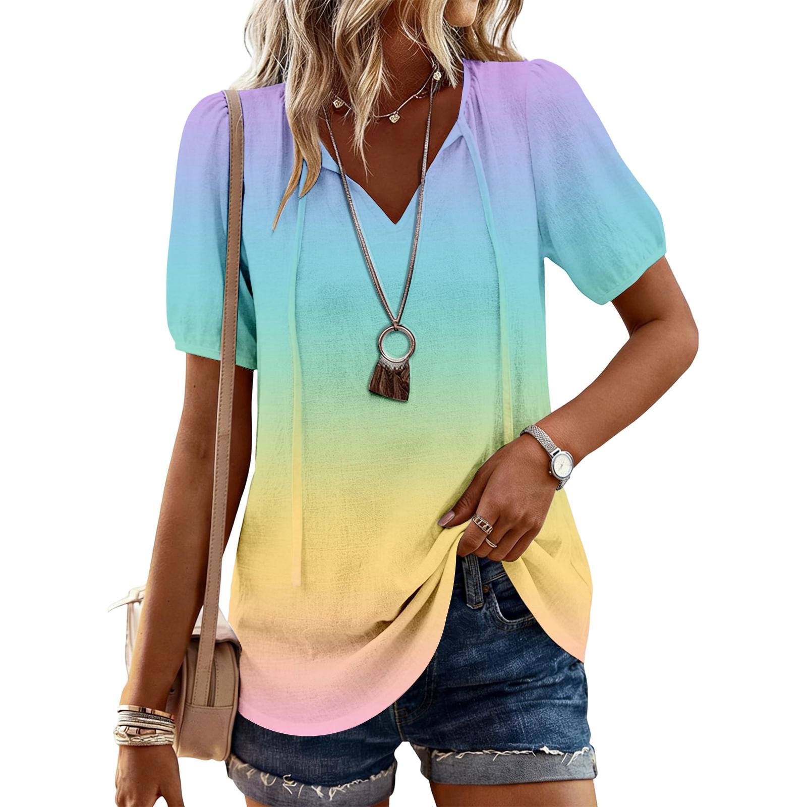 Женский модный повседневный топ с градиентным принтом L