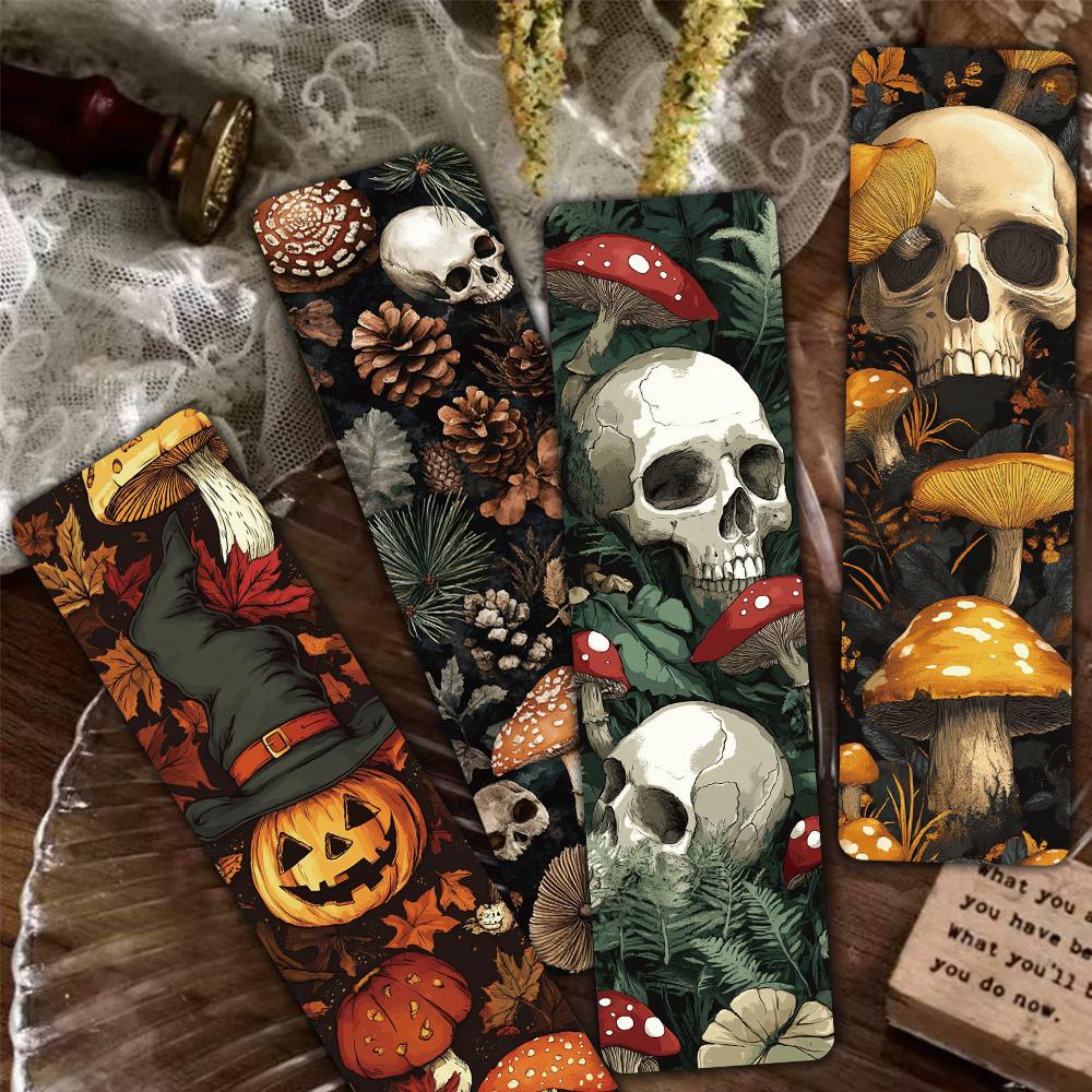 30PCS Mushroom and Skull Bookmark Reading Book Stationary Graffiti Paper Office Scrapbooking Card Students DIY Creative Bookmark