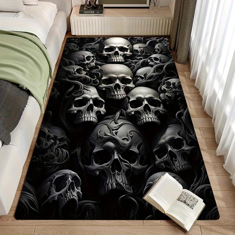 1pc Scary Skull Pattern Carpet Suitable for Kitchen A Living Room Bathroom Nursery Bedroom Kitchen and Home Decoration Rugs