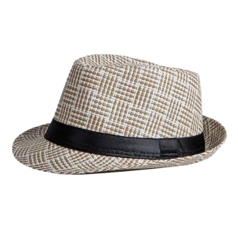 2025 New Korean Trendy Sun Hats British Top Hat Women's Men's Grometric Straw Hat Belt Jazz Hats Couple Beach Hat Fedoras Cap