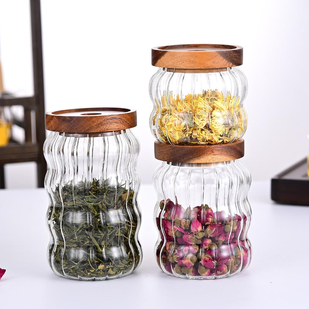 Borosilikatglas Versiegelter Behälter Lagerung und Vorratsglas für Weißen Zucker Trockenfrüchte Snacks Kaffeebohnenpulver Süßigkeiten Teeblätter