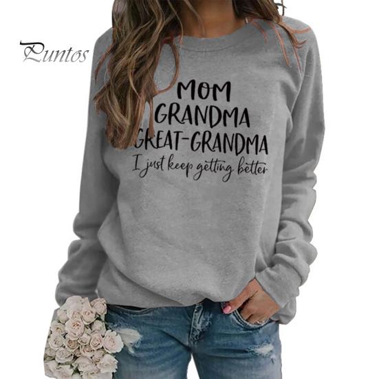 Høst Vinter Dame Genser Bokstavtrykk Rund Hals Lange Ermer Løs Pullover Elastisk Mansjett Hverdagsklær Casual Topp