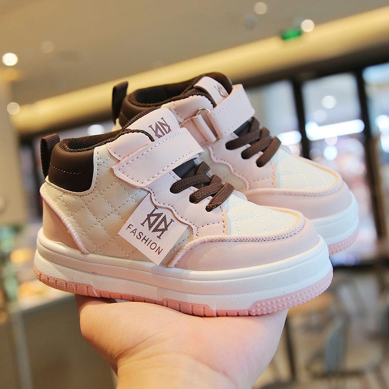 Children's High-Top Casual Sports Shoes 2026 - Soft Sole White Sneakers for Boys and Girls, Spring/Autumn Collection.