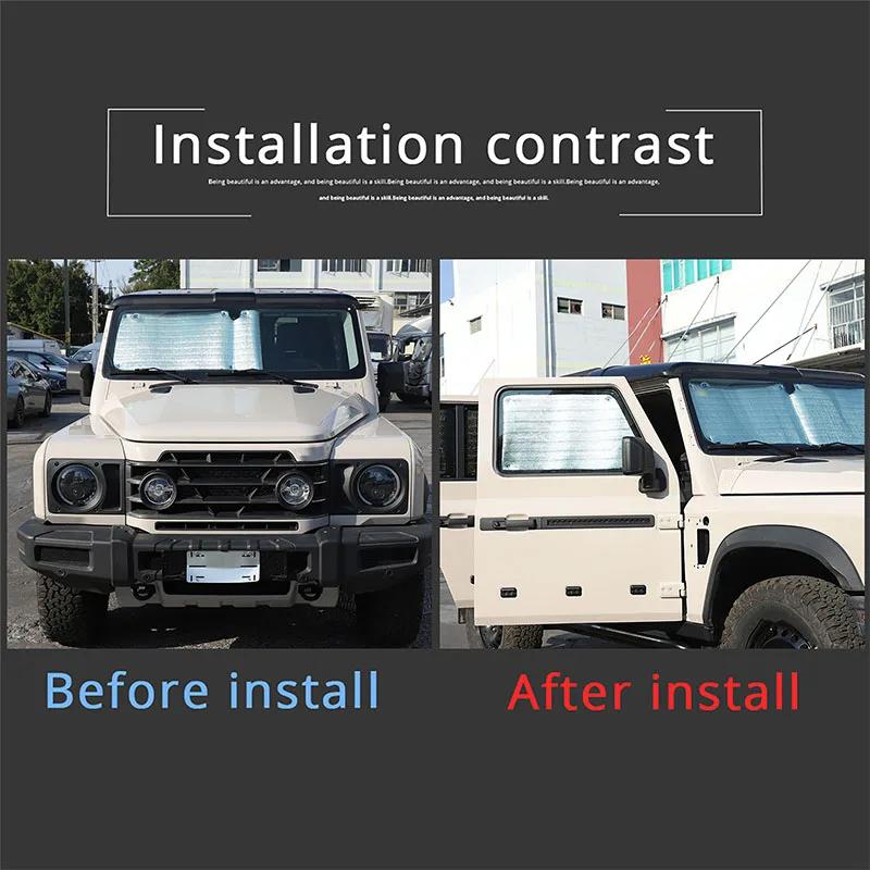 Car Full Window Sunshade Kit Privacy Sunvisor Trim For Ineos Grenadier 2020-2024 Car Styling Silver Windshield Pad Accessories
