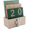 Desktop Perpetual Calendar Wooden Block Retro Calendar for Livingroom Office Shop Bar Desk Decor Week Month Day Display (Green Cactus)