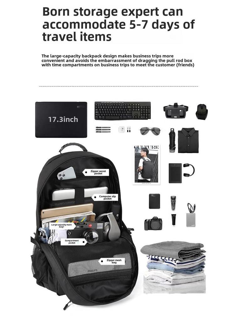 Men's Large Capacity Oxford Cloth Travel Backpack with Shoe Compartment