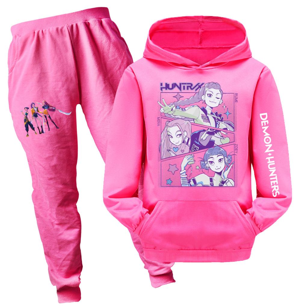 Todelig treningsdresssett for barn med hettegenser og bukser Langermet trykket gensersett