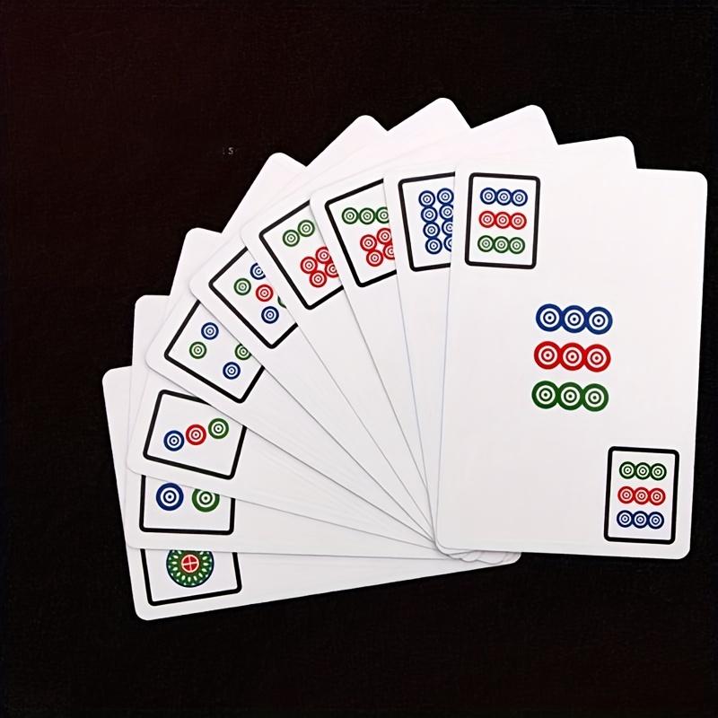 1 Paar Kompakte 144-Karten-Breite - Version Mahjong Spielkarten + 50 Runde Spiel-Requisiten - Tragbares Design für Reisen und Indoor-Unterhaltung